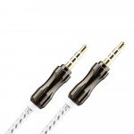 Wholesale Auxiliary Music Cable 3.5mm to 3.5mm Wire Cable with Metallic Head (Black - Silver)